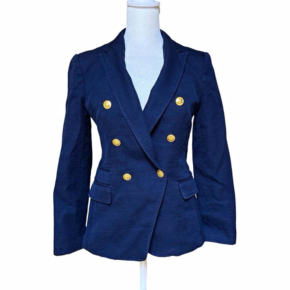Banana Republic Women’s 2 Navy Double Breasted Blazer Gold Buttons NWOT